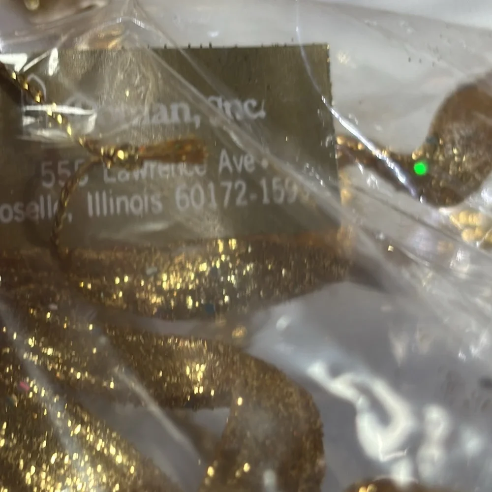 Gold Ribbon Ornament Roman Inc Gold Ornament 9 NEW GOLD GLITTER BOW ORNAMENTS